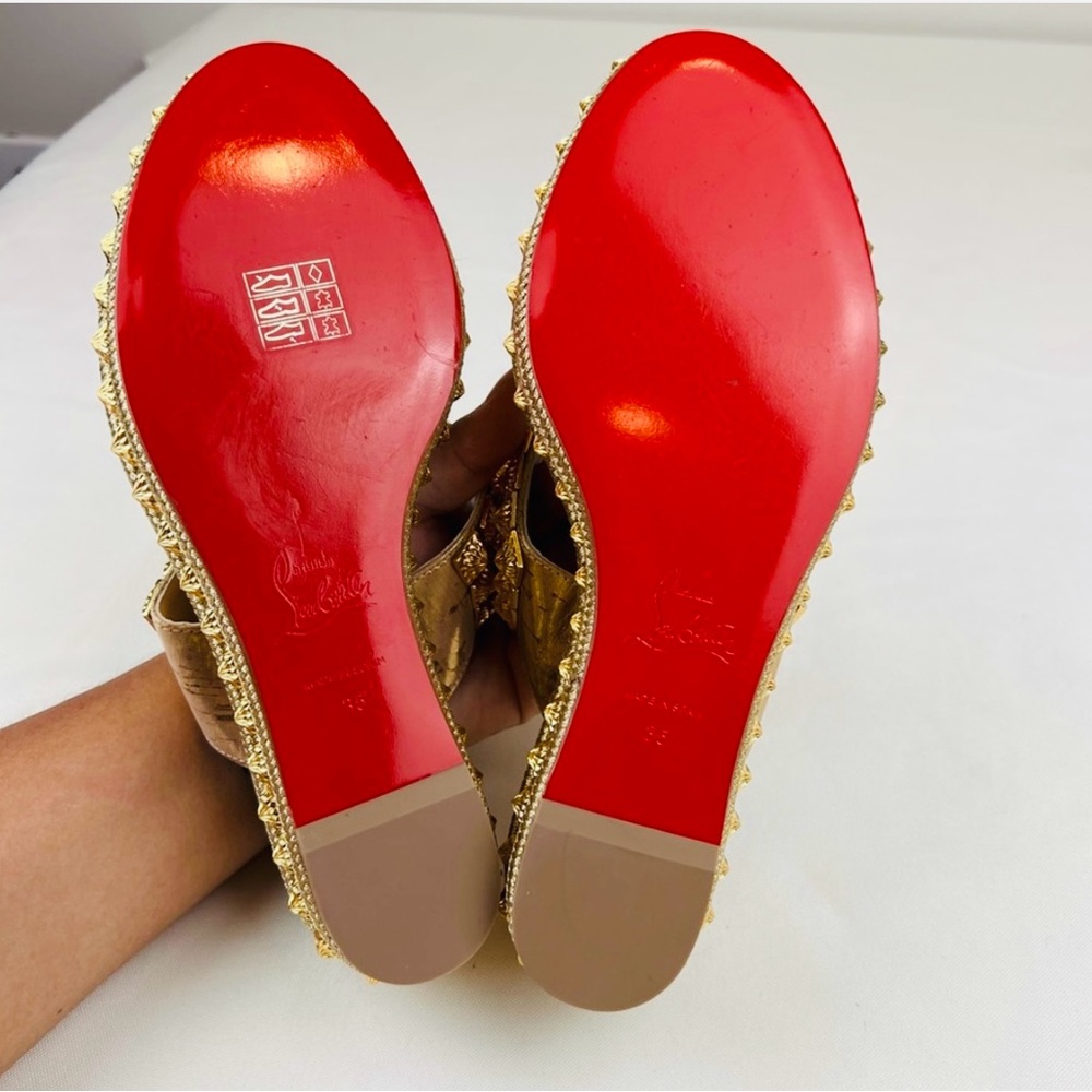 NEW CHRISTIAN LOUBOUTIN Liege Pepite 60 Platform Sandals 35 EU, Gold Version - Picture 3 of 11